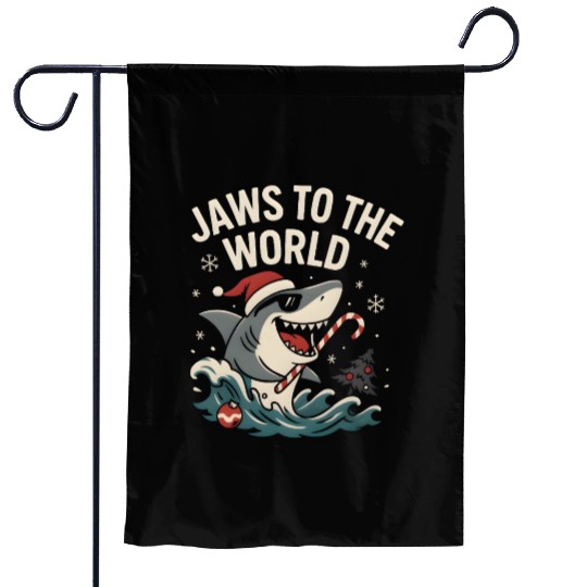 Jaws to the World – Christmas Shark Attack Garden Flags