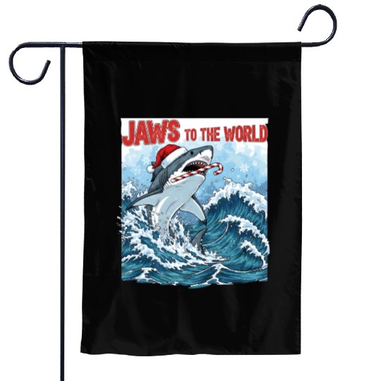 Jaws to the World – Christmastime Shark Attack Garden Flags