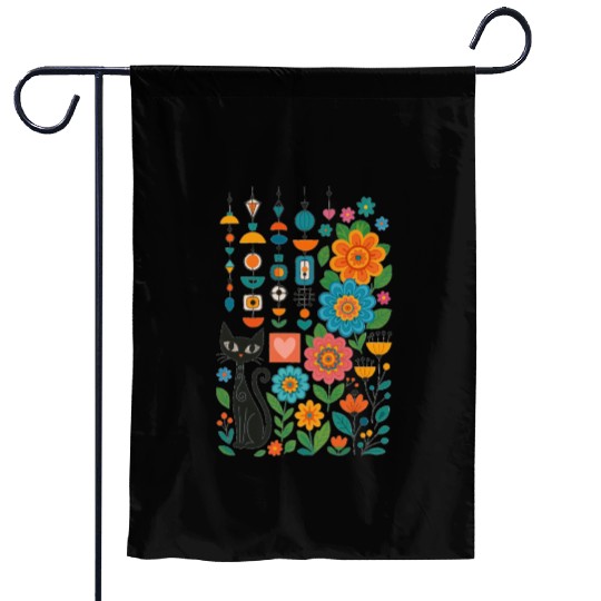 Midnight Cats Blooming Charms Garden Flags