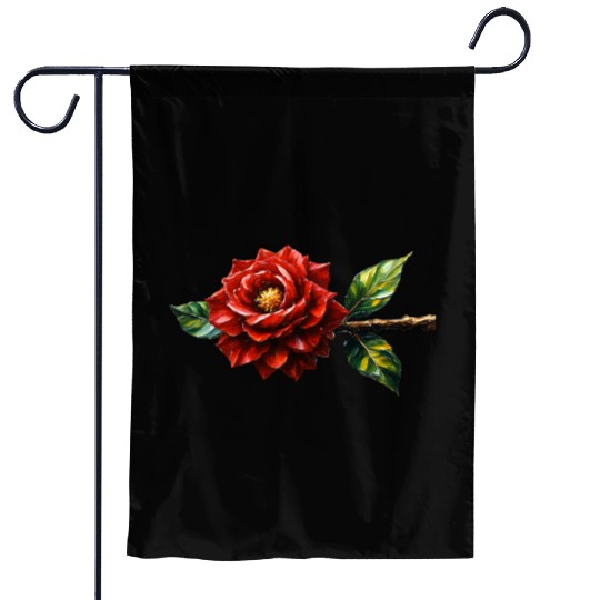 Crimson Rose Bloom – Botanical Clipart Garden Flags