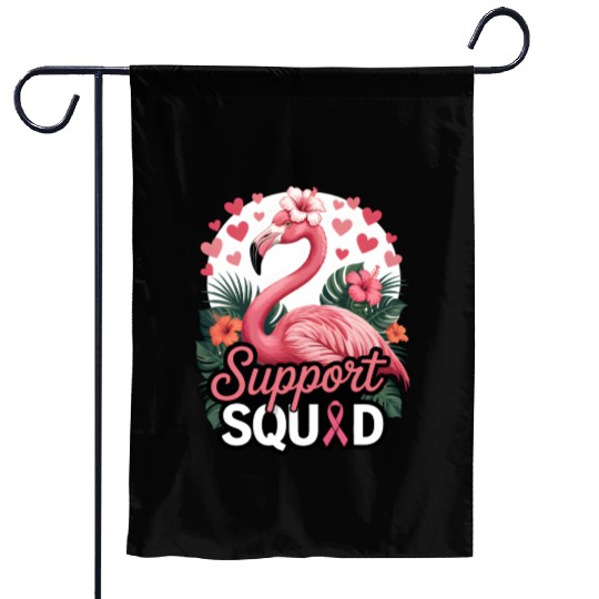 Pink Flamingo Support Squad Design Garden Flags