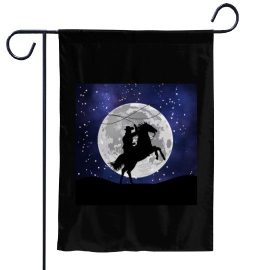 Cowboy in the dark night Garden Flags