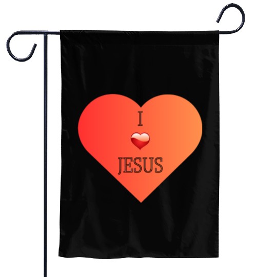 I Love Jesus Heart Design Garden Flags