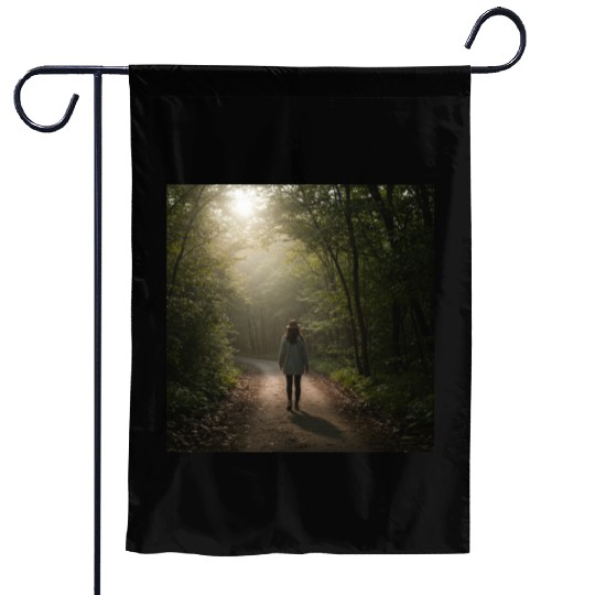 Enchanted Forest Path Illustration Garden Flags