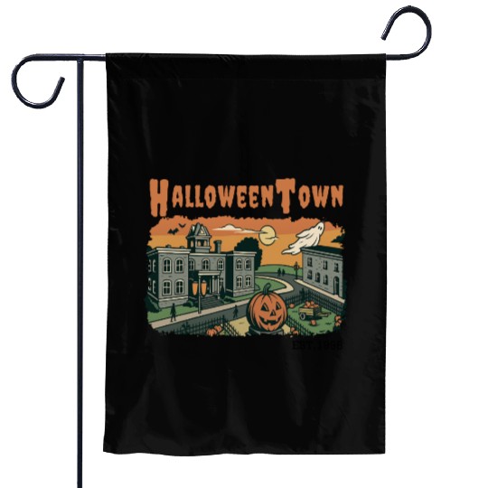 Halloweentown Spooky Sunset Scene – Vintage Hallow Garden Flags