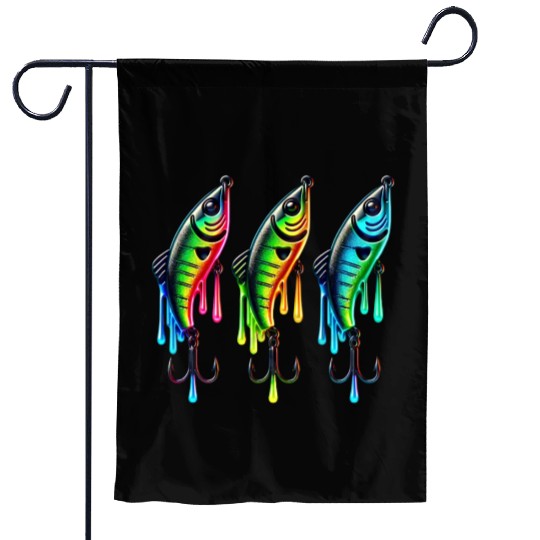 Neon Rainbow Fish Trap Garden Flags