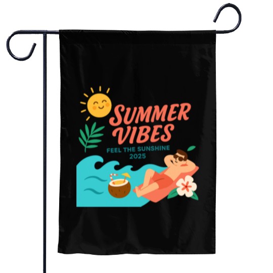 Summer Vibes Sunshine Illustration Garden Flags