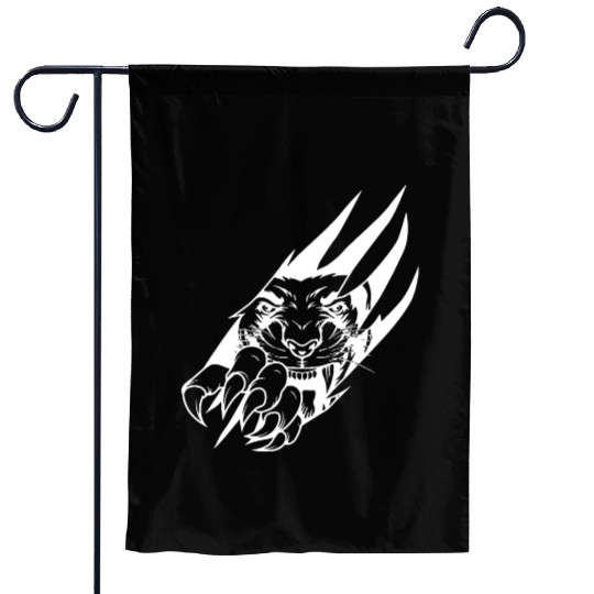 Panther Claw Rip White Outline Garden Flags