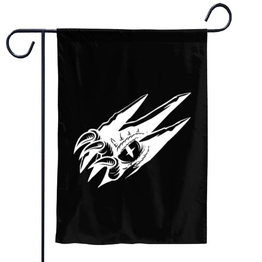 Dragon Eye Claw Rip White Outline Garden Flags