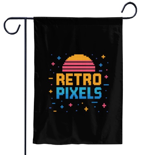 Retro Pixels – Neon 8-Bit Sunset Vibes Garden Flags