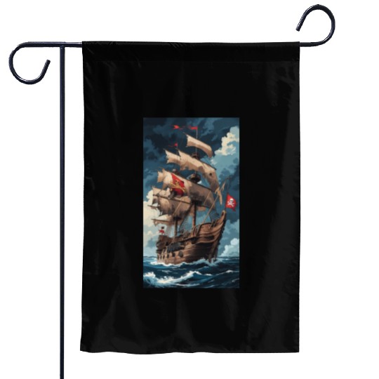 Historical Pirate Ship Adventure Design Garden Flags