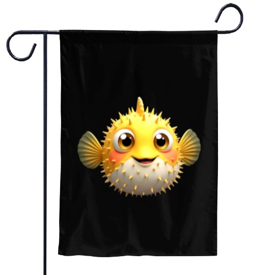 Cute Blowfish Easy Halloween Puffer Fish Garden Flags