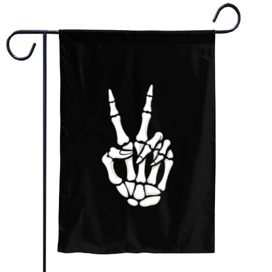 Skeleton Hand Peace Sign Cool Halloween Garden Flags