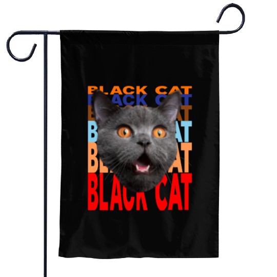Black Cat Angry Look Garden Flags