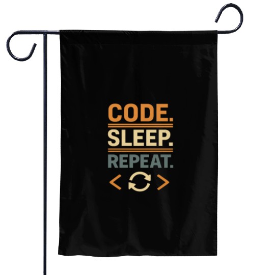 Code Sleep Repeat Typography Design Garden Flags
