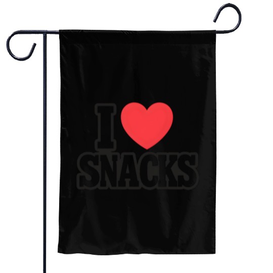 I Love Snacks Heart Graphic Garden Flags