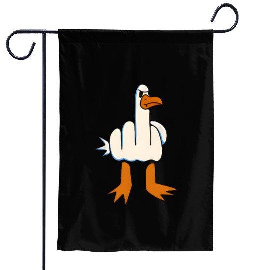 Whimsical Middle Finger Goose Illustration Garden Flags