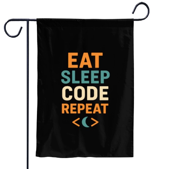 Coding Life Motivational Typography Garden Flags