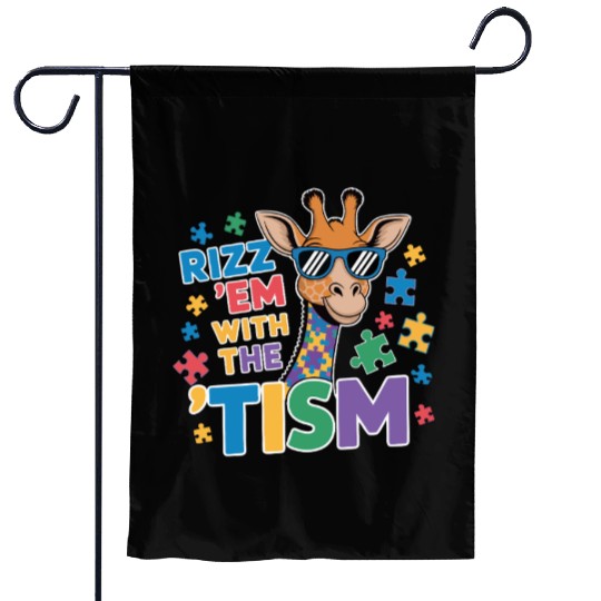 Giraffe with Puzzle Pieces and Sunglasses Garden Flags