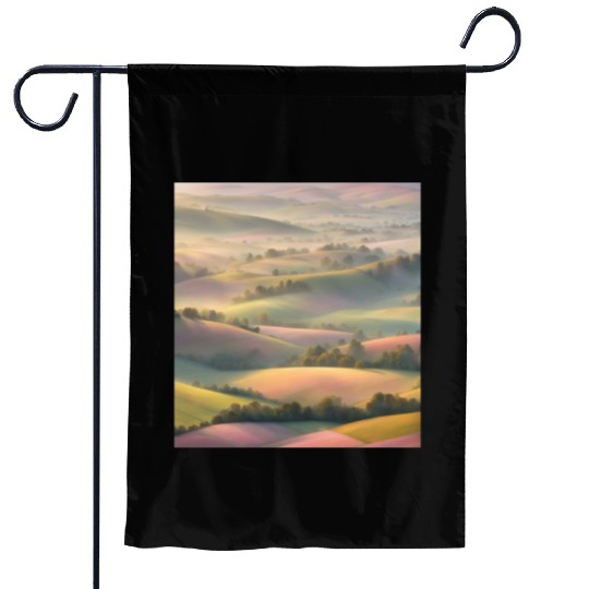 Pastel Rolling Hills Landscape Garden Flags
