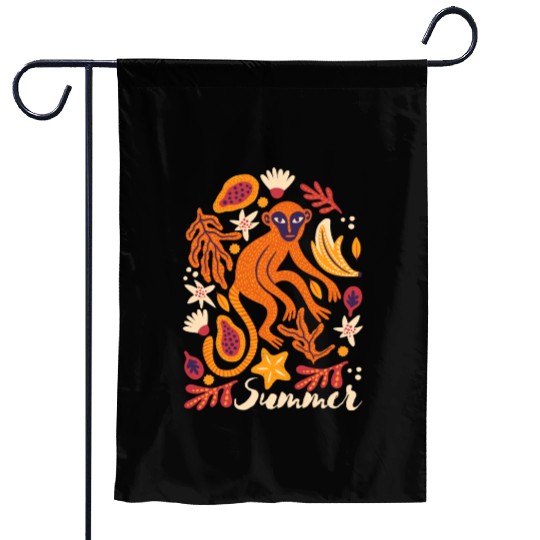 Tropical Monkey Summer Garden Flags Design