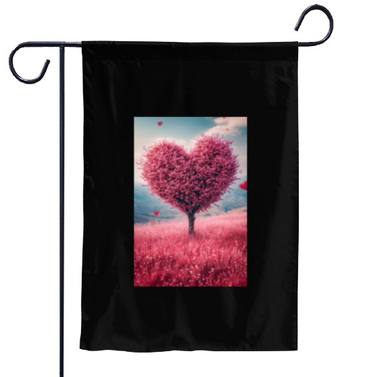 Romantic Heart Tree in Bloom Garden Flags