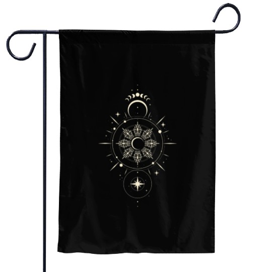 Celestial Mandala Sun and Moon Design Garden Flags
