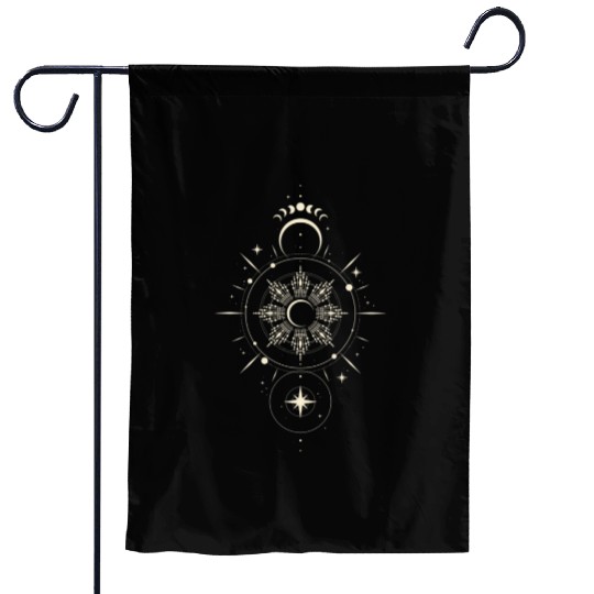 Celestial Mandala Sun and Moon Design Garden Flags