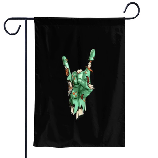 Zombie Hand Rock Sign Zombies Horror Halloween Garden Flags