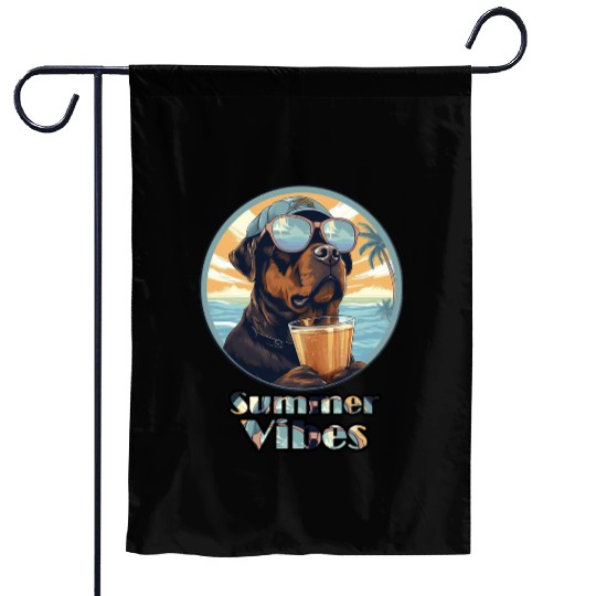 Summer Vibes Dog – Cool Beach Mood Garden Flags