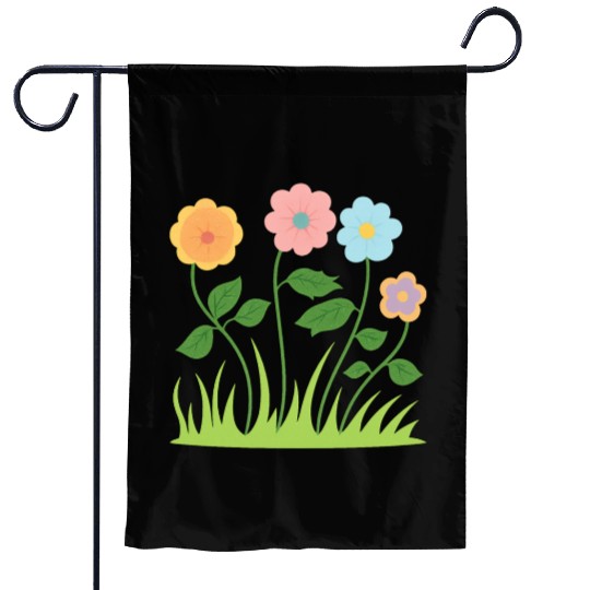 Whimsical Pastel Flower Pattern Garden Flags