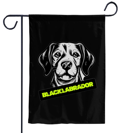 Black Labrador Portrait Illustration Garden Flags