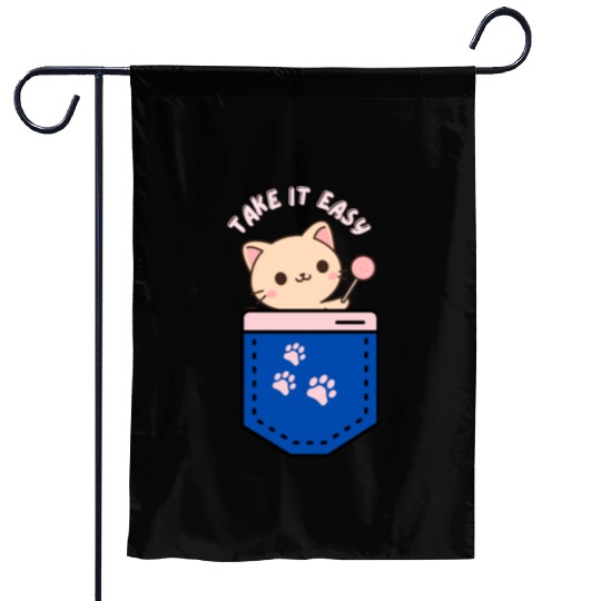 Sweet Kitten Lollipop Badge Design Garden Flags