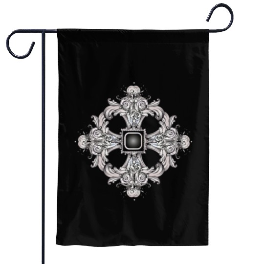 Arabesque Ornament with a Baroque Flair in Gray Garden Flags