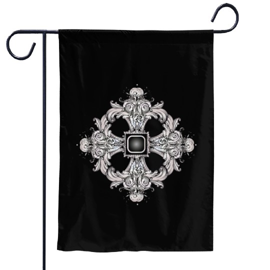 Arabesque Ornament with a Baroque Flair in Gray Garden Flags