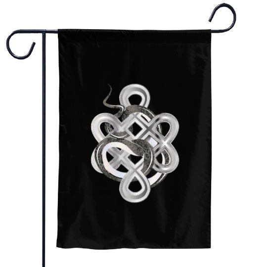 Silver Snake Knot – Mystical & Elegant Garden Flags