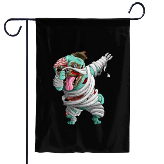 Dabbing Zombie Mummy Pug Cute Halloween Pugs  Garden Flags
