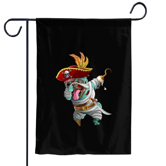 Dabbing Pirate Zombie Mummy Pug Cute Halloween Pug Garden Flags