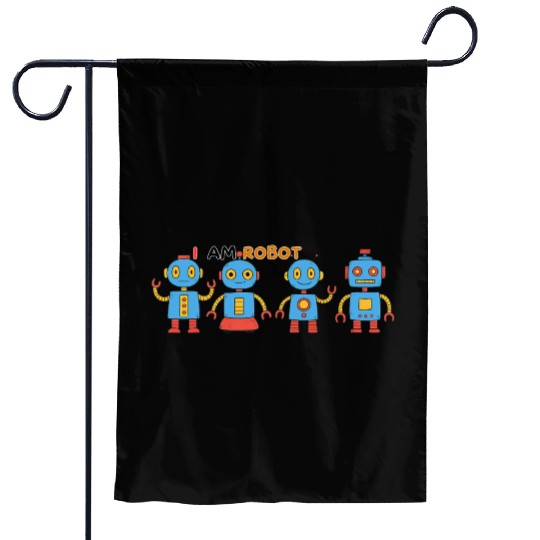 Playful Robot Illustration for Kids Garden Flags