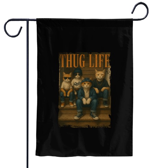 Thug Life Cats Funny Gangsta Street Style Garden Flags