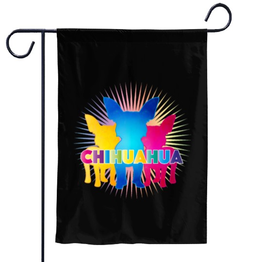 Colorful Chihuahua Silhouettes with Lettering Garden Flags