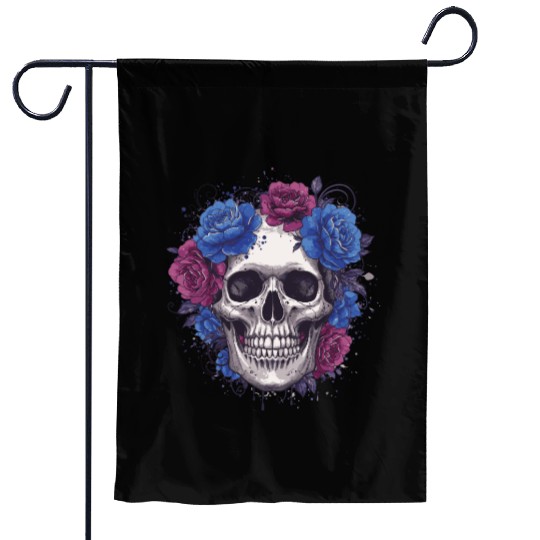 Floral Skull Art Print Garden Flags
