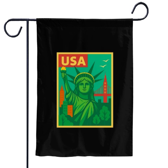 Iconic Statue of Liberty Urban Artwork  Garden Flags