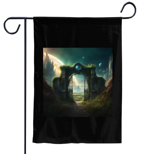 Mystical Portal to an Alien World / Planet Gate Garden Flags