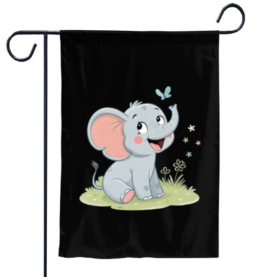Cute Elephant with Butterfly Wings Garden Flags