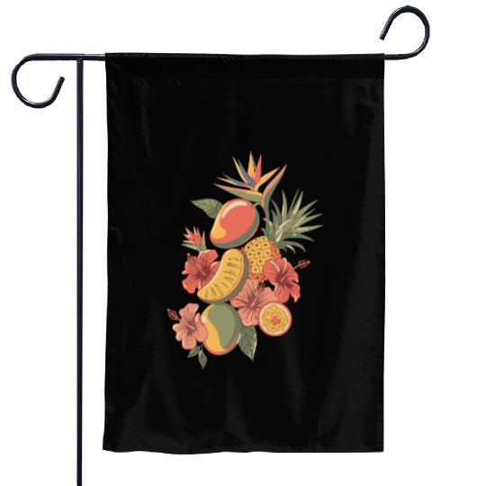 Tropical Paradise Fruit and Floral Arrangement Garden Flags