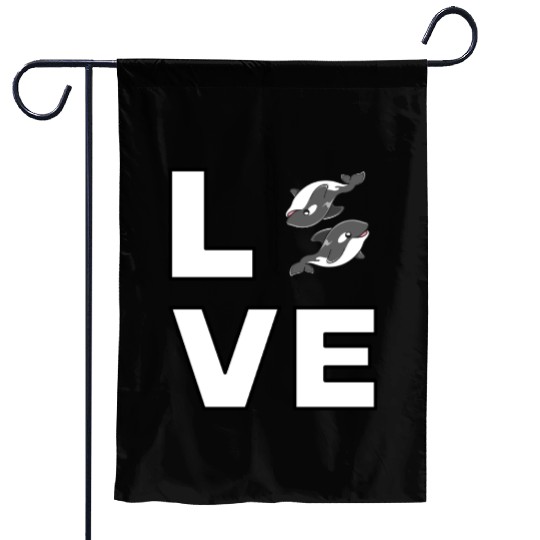 Love Orca Lover Killer Kids Boys Girls Men Women Garden Flags