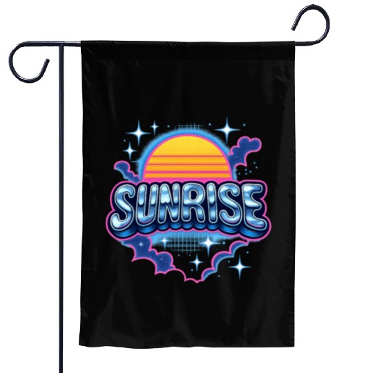 Retro Sunrise Neon Design Garden Flags