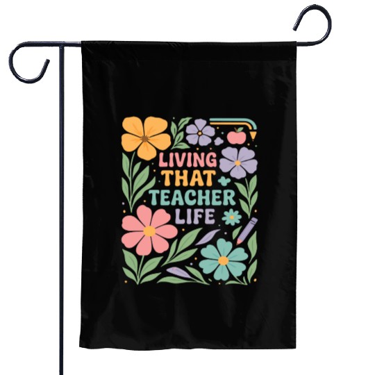 Floral Teacher Life Illustration Garden Flags
