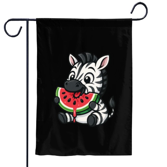 Funny zebra watermelon fruit summer cartoon Garden Flags